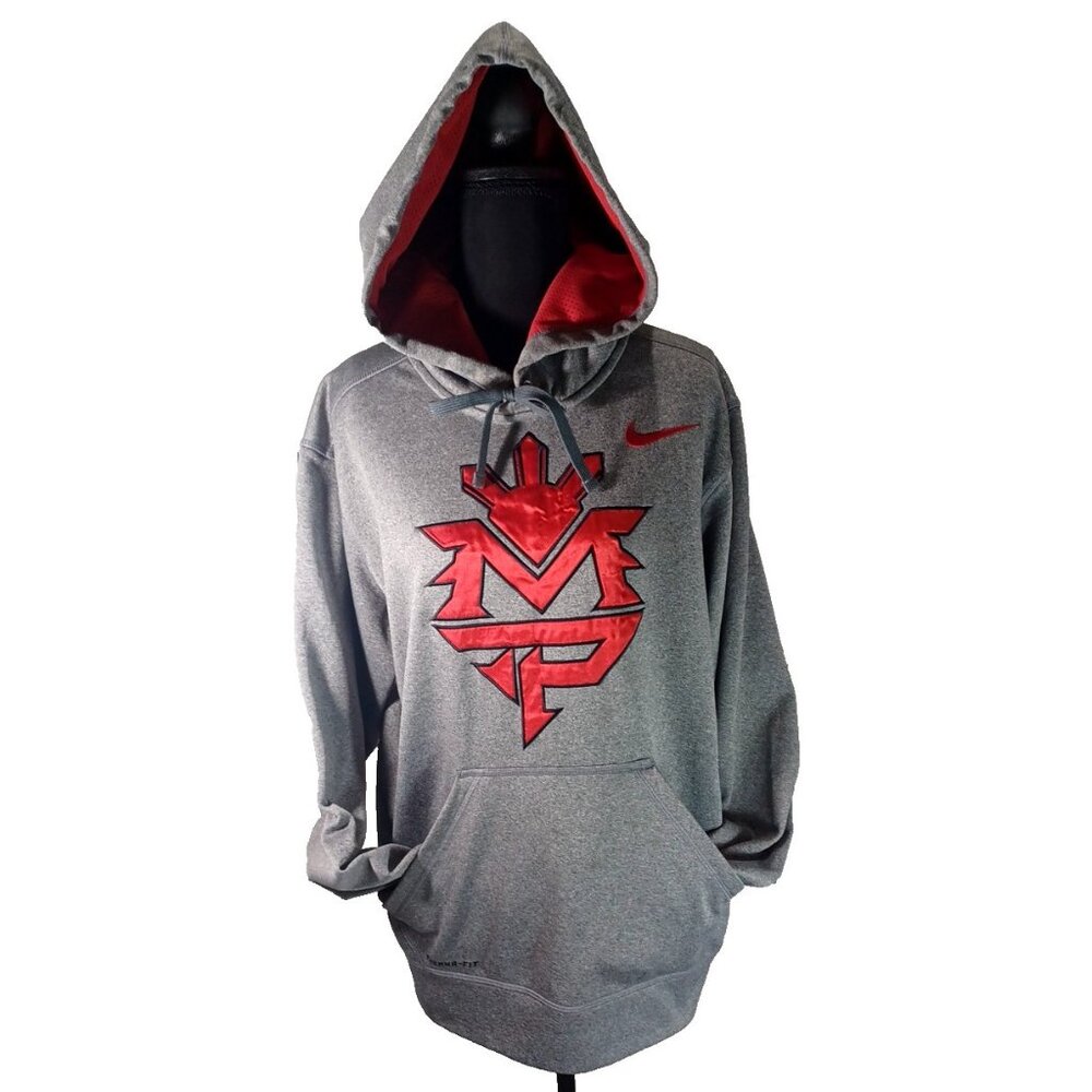 Rare NWOT Small Nike Manny Pacquiao Pullover Boxing Hoodie therma gray Men's S - Picture 6 of 10